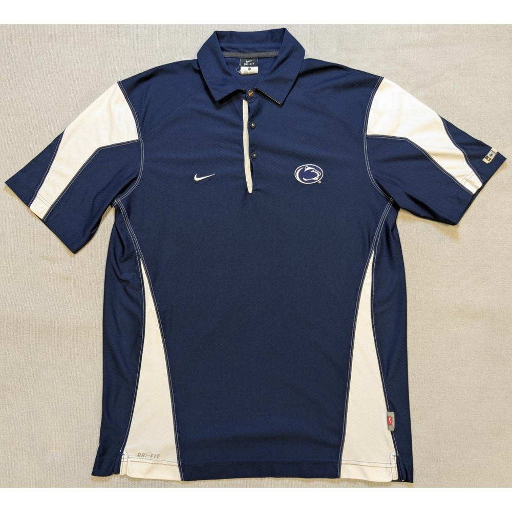 Penn State Nittany Lions Shirt Mens Medium Blue Nike Polo Dri-Fit Performance